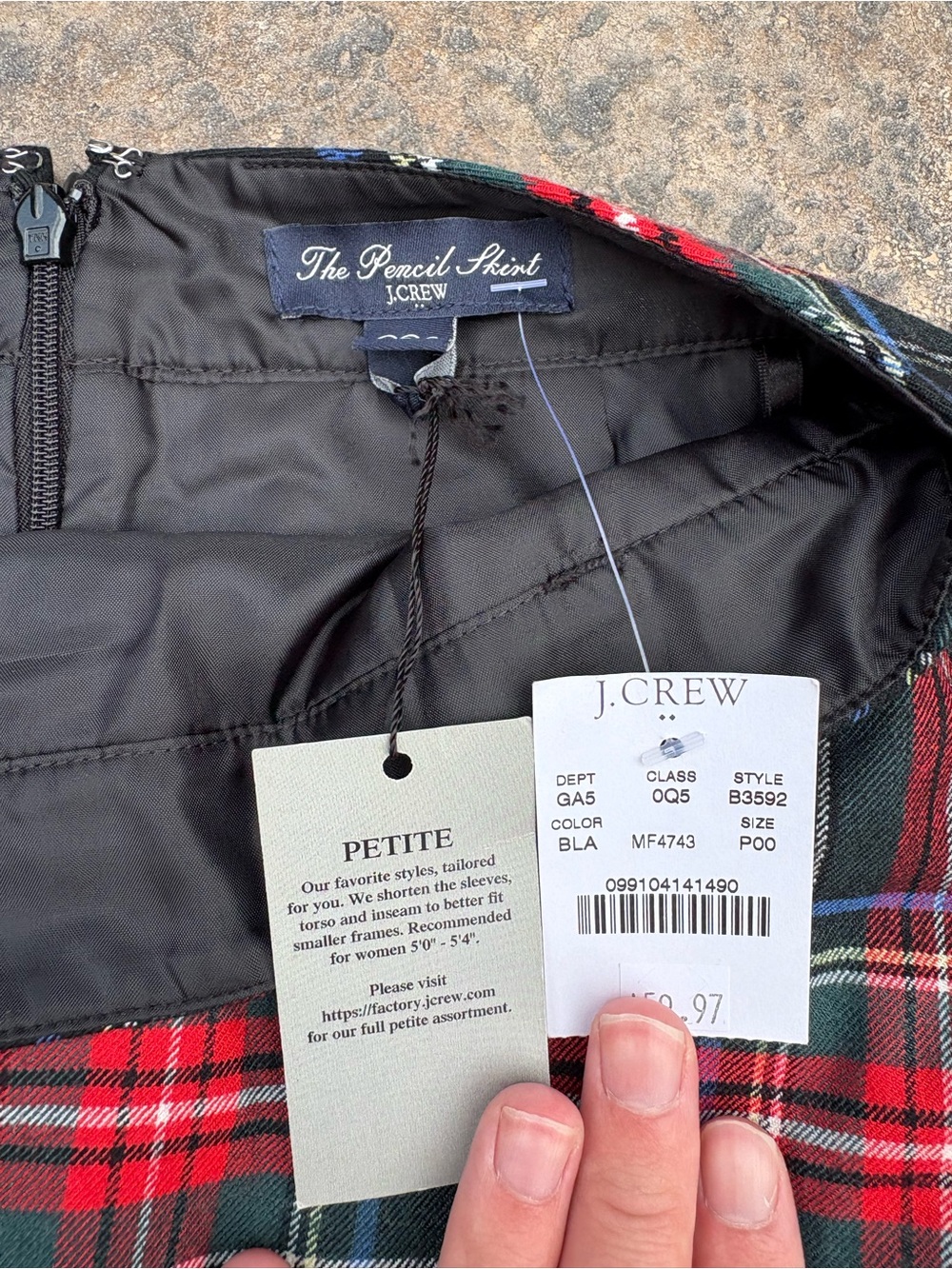 J. Crew Red, Green and Black Plaid Pencil Skirt